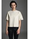 Leather T-Shirt in Off White