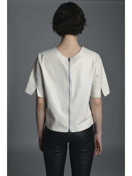 Leather T-Shirt in Off White