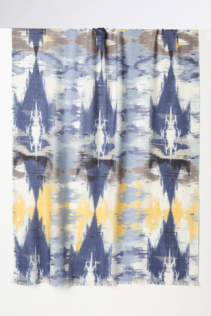 Natural Ikat Print Scarf in Indigo *FINAL SALE*