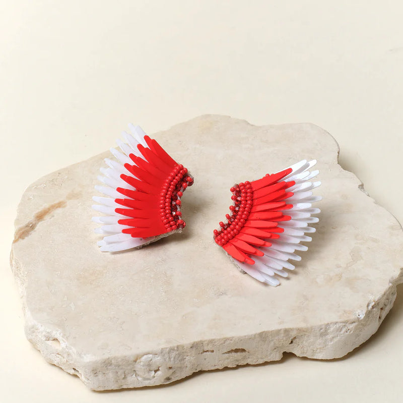 Mini Madeline Earrings in Red/White
